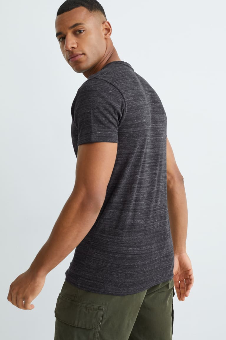 Black Melange C&A With Organic Cotton Men's T-shirts | LXIOM-2604