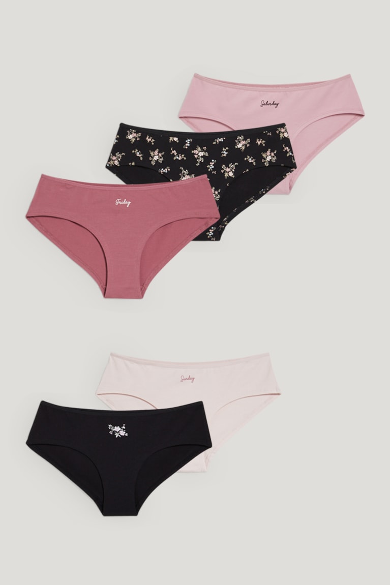 Black / Rose C&A Multipack Of 5 Hipster Briefs Women's Underwear | UXNYO-3796