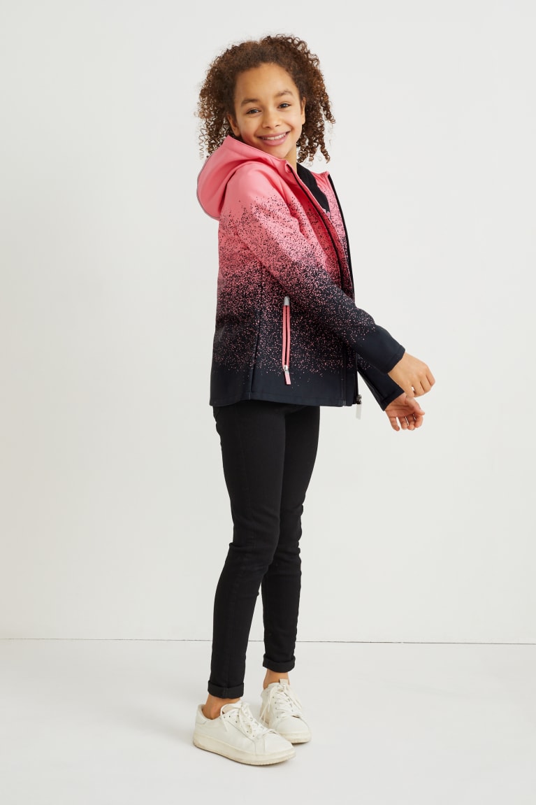 Black / Rose C&A Softshell With Hood Girls' Jackets | KPFVL-8903