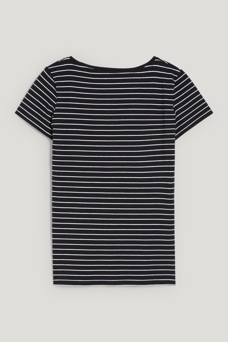 Black / White C&A BasicOrganic Cotton Striped Women's T-shirts | NJBKV-8591