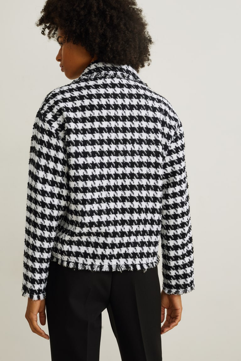 Black / White C&A Bouclé Check Women's Blazers | SGVXT-3065