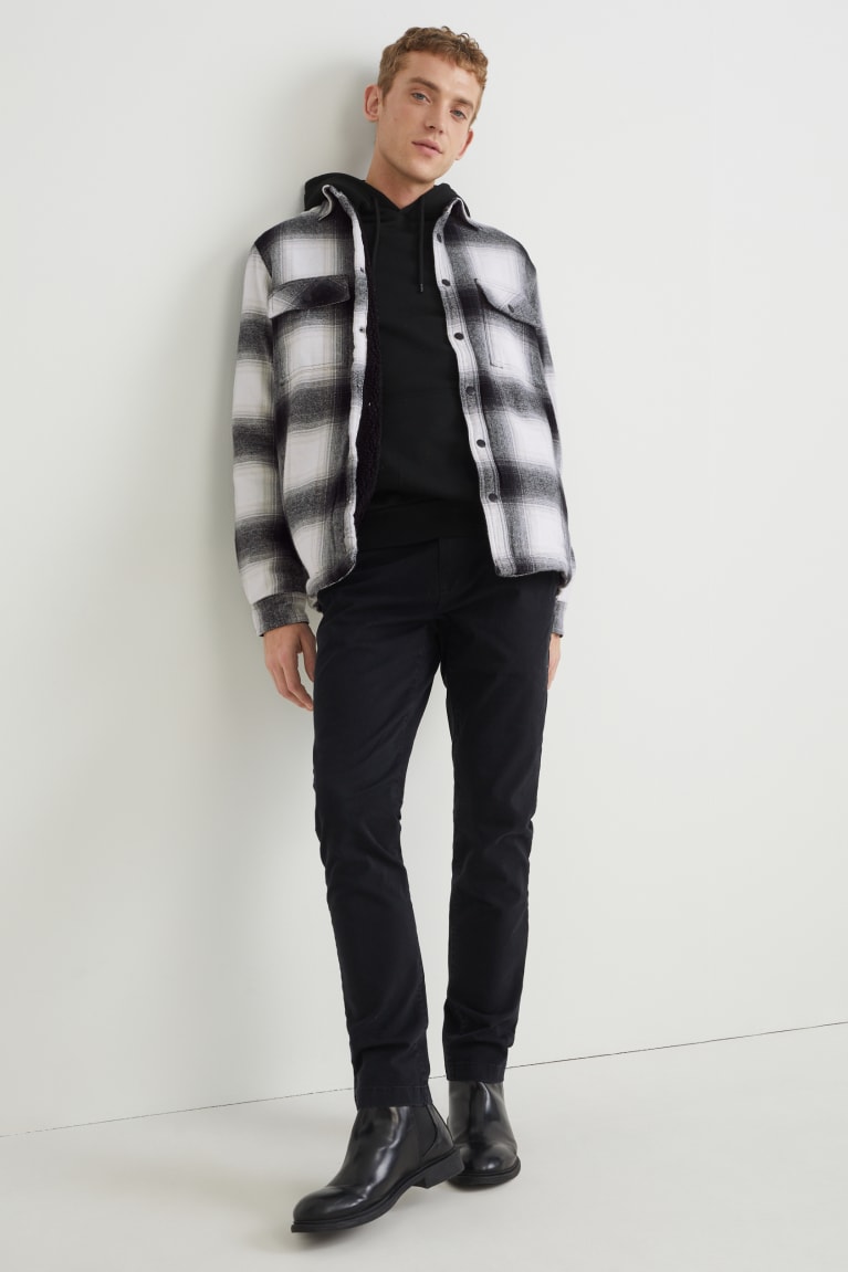 Black / White C&A Check Men's Jackets | QWRJK-9786