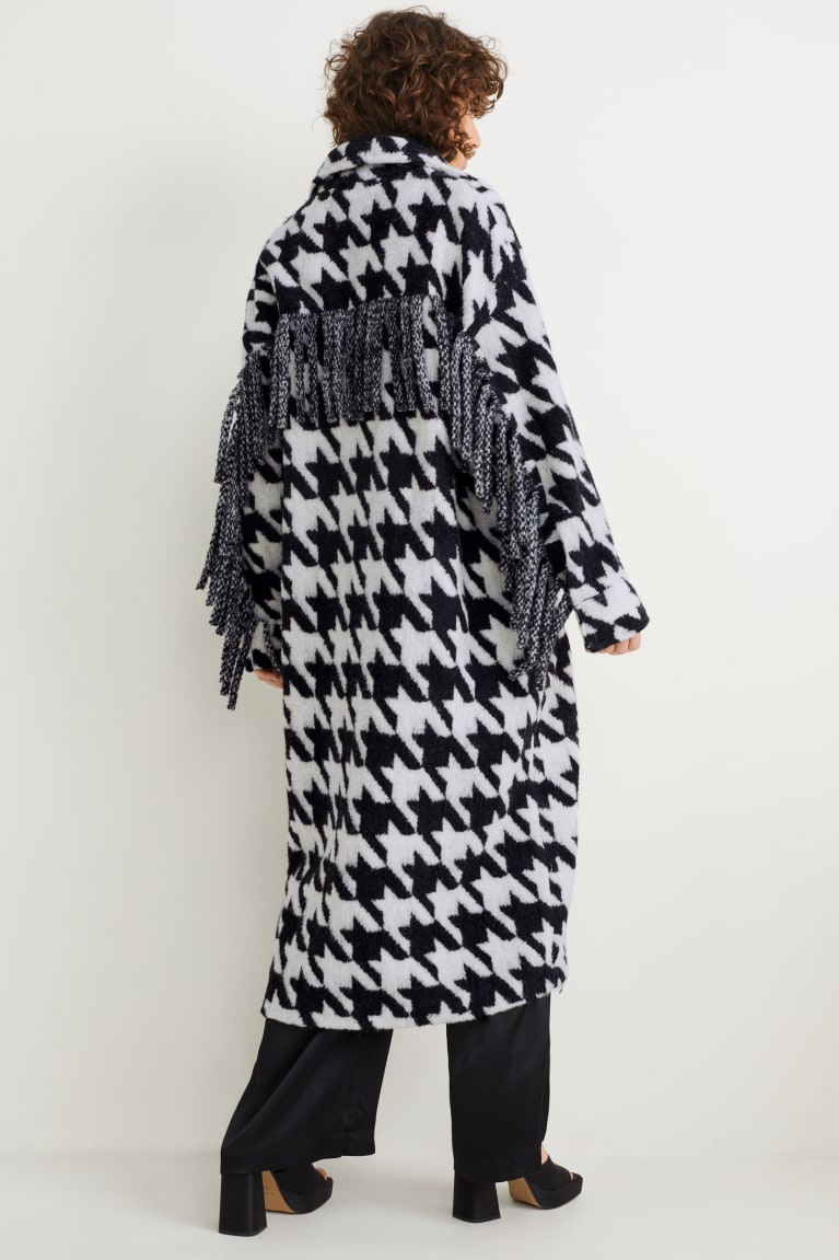 Black / White C&A Check Women's Coats | KHBXZ-6320