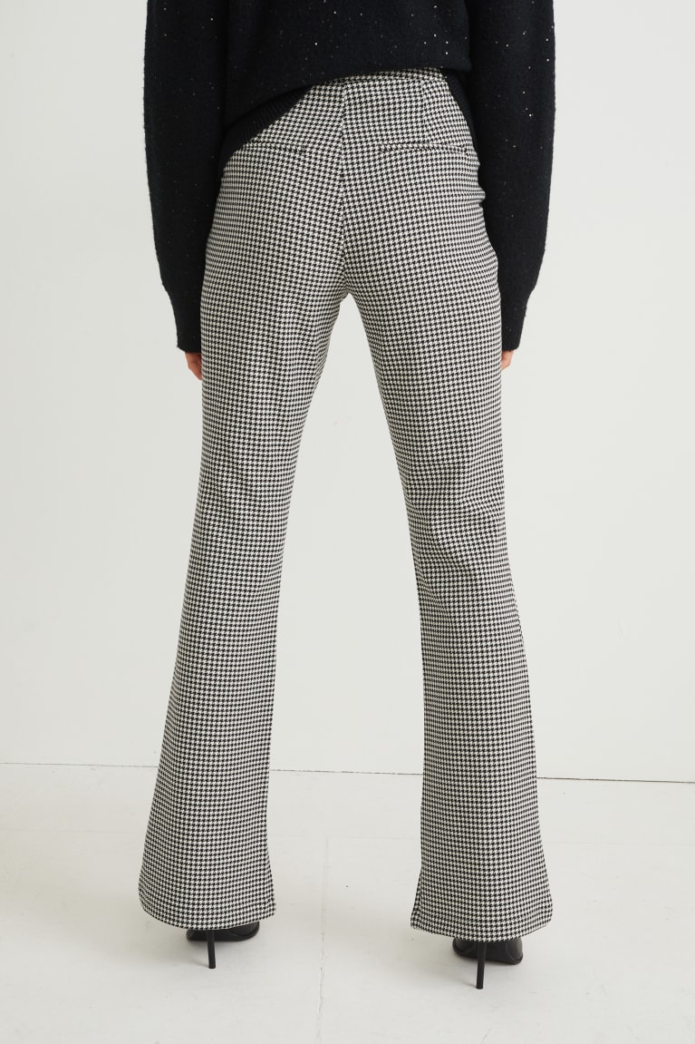 Black / White C&A Cloth High Waist Tapered Fit Recycled Check Women's Trousers | PVOZN-3594