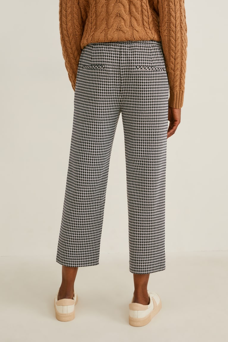 Black / White C&A Jersey Wide Leg Check Women's Trousers | JLFKH-5319