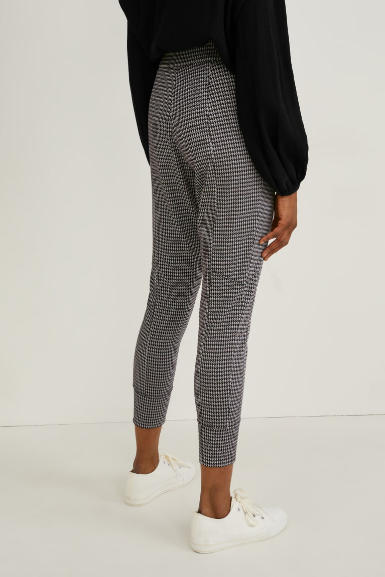 Black / White C&A Joggers Check Women's Trousers | UAIEK-7154