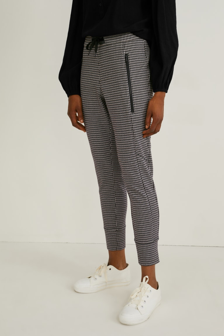 Black / White C&A Joggers Check Women's Trousers | UAIEK-7154