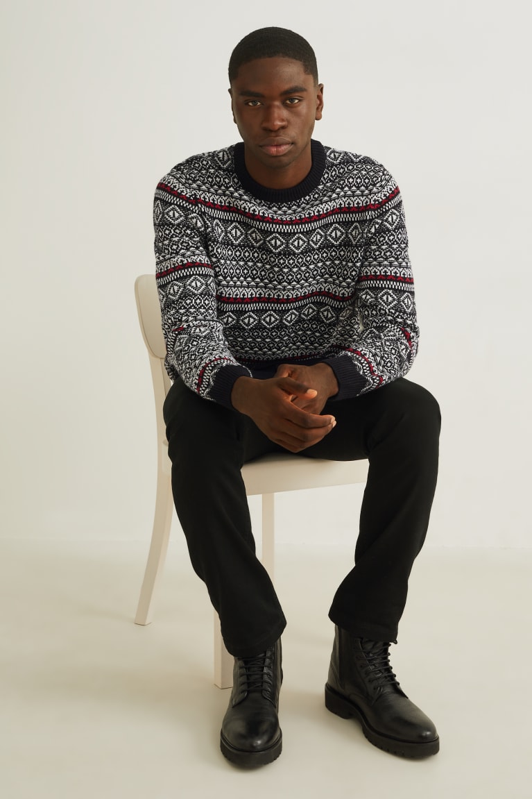 Black / White C&A Men's Jumper | KMWDV-1879