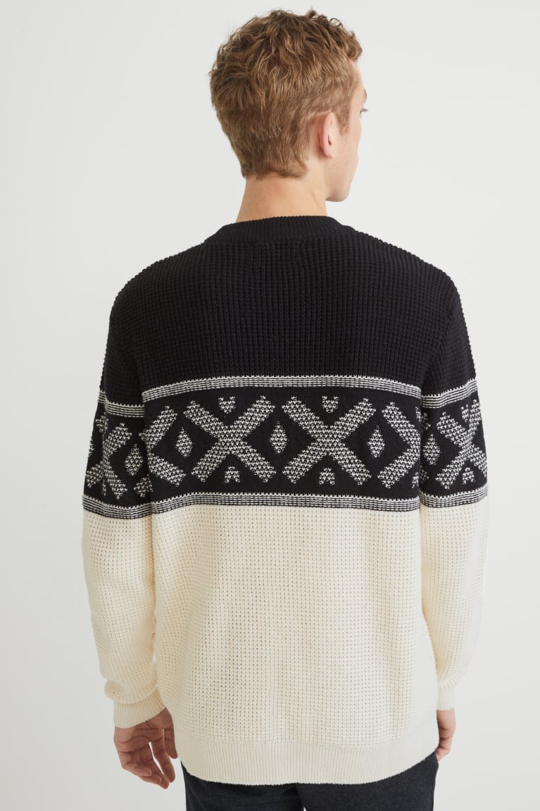 Black / White C&A Recycled Men's Jumper | AVFJG-4793