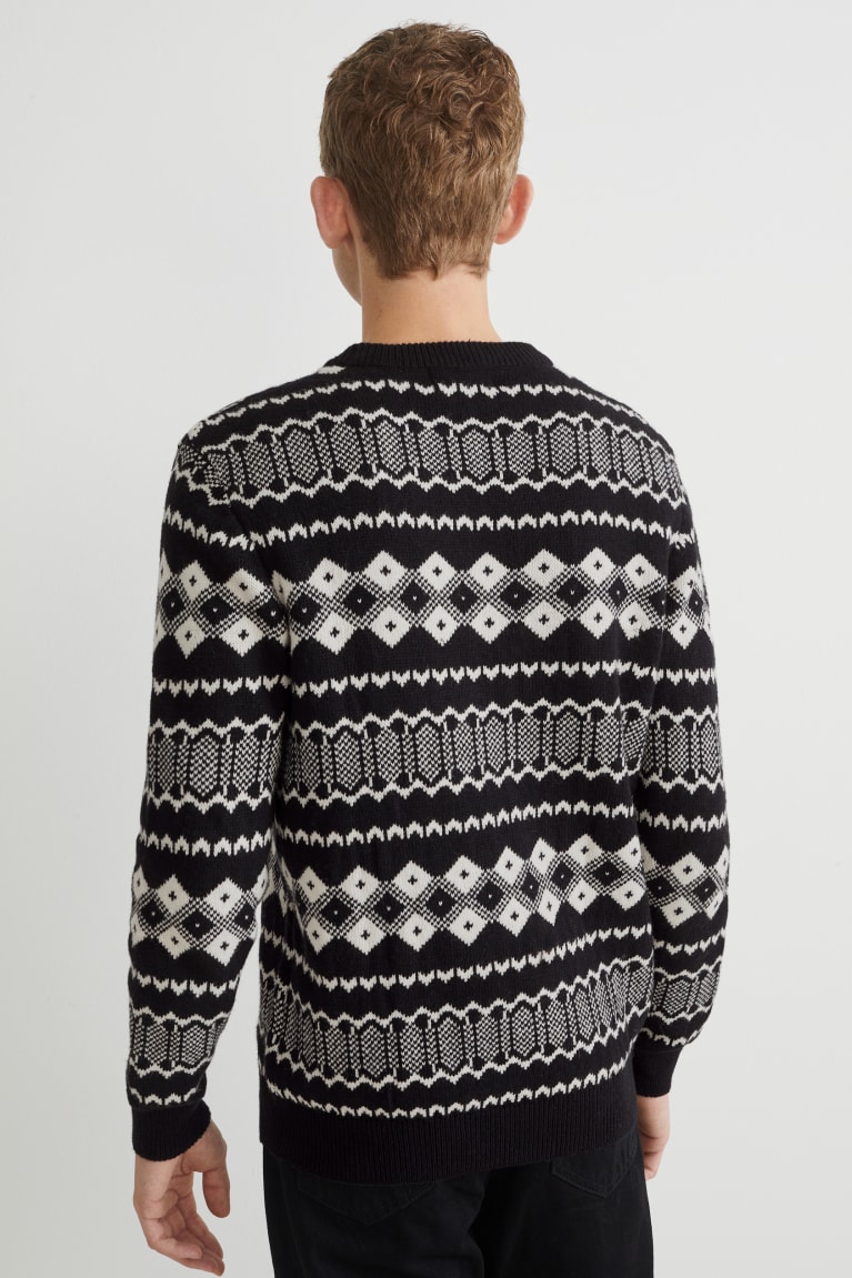 Black / White C&A Recycled Men's Jumper | FTUWZ-5927