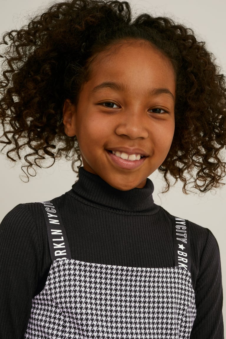 Black / White C&A Set And Polo Neck 2 Piece Girls' Dress | LVXTA-8619