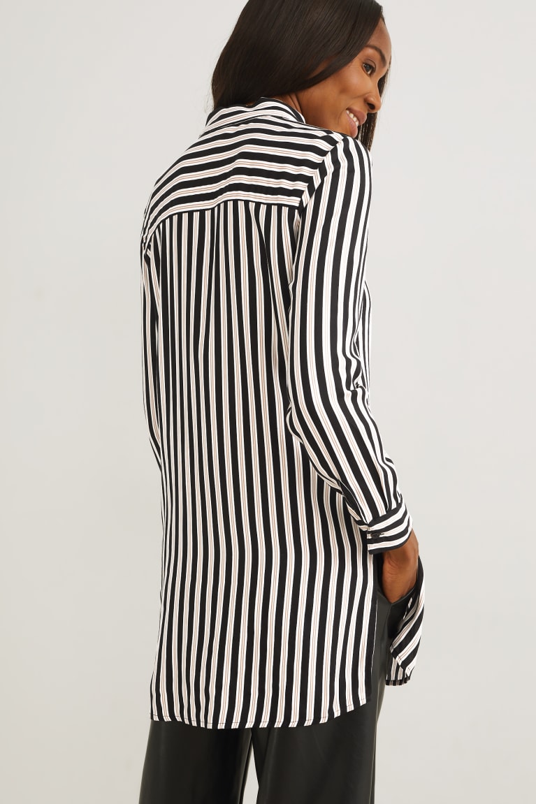 Black / White C&A Striped Women's Blouses | HDVUJ-5742