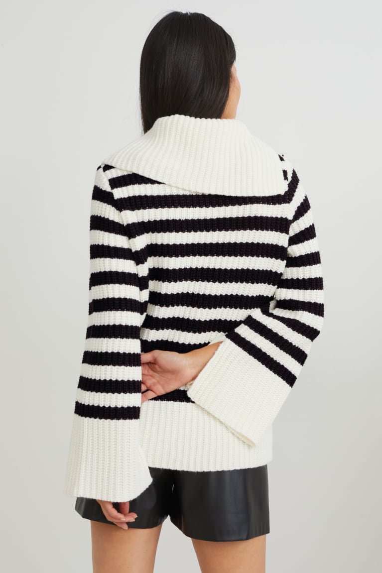 Black / White C&A Striped Women's Jumper | QRJIL-4190