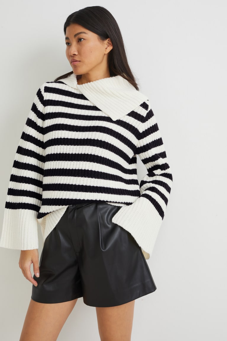 Black / White C&A Striped Women\'s Jumper | QRJIL-4190