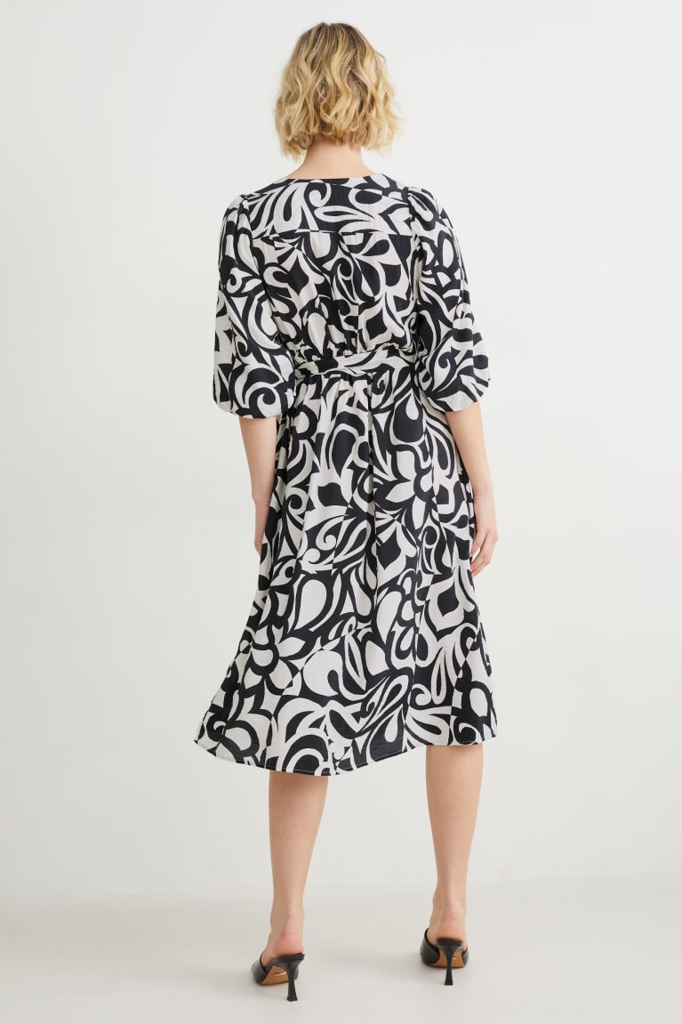 Black / White C&A Wrap Lenzing™ Ecovero™ Patterned Women's Dress | ODZEJ-2789