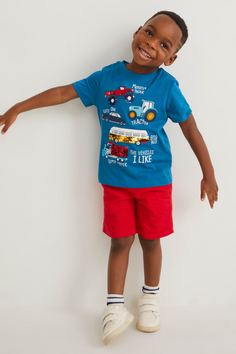 Blue C&A Car Sleeve In-conversion Cotton Shiny Boys' T-shirts | YUNMC-0963