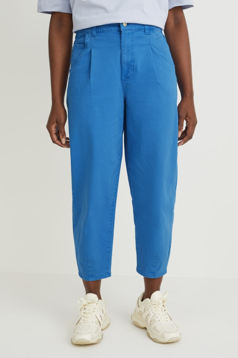 Blue C&A Chinos Mid-rise Waist Tapered Fit Women's Trousers | LZUDO-3651