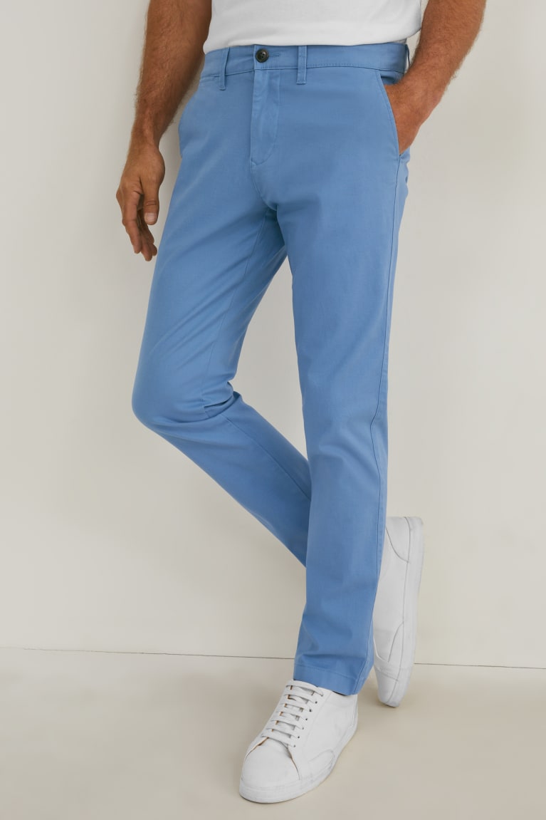 Blue C&A Chinos Regular Fit Lycra® Men's Trousers | IBARE-8297