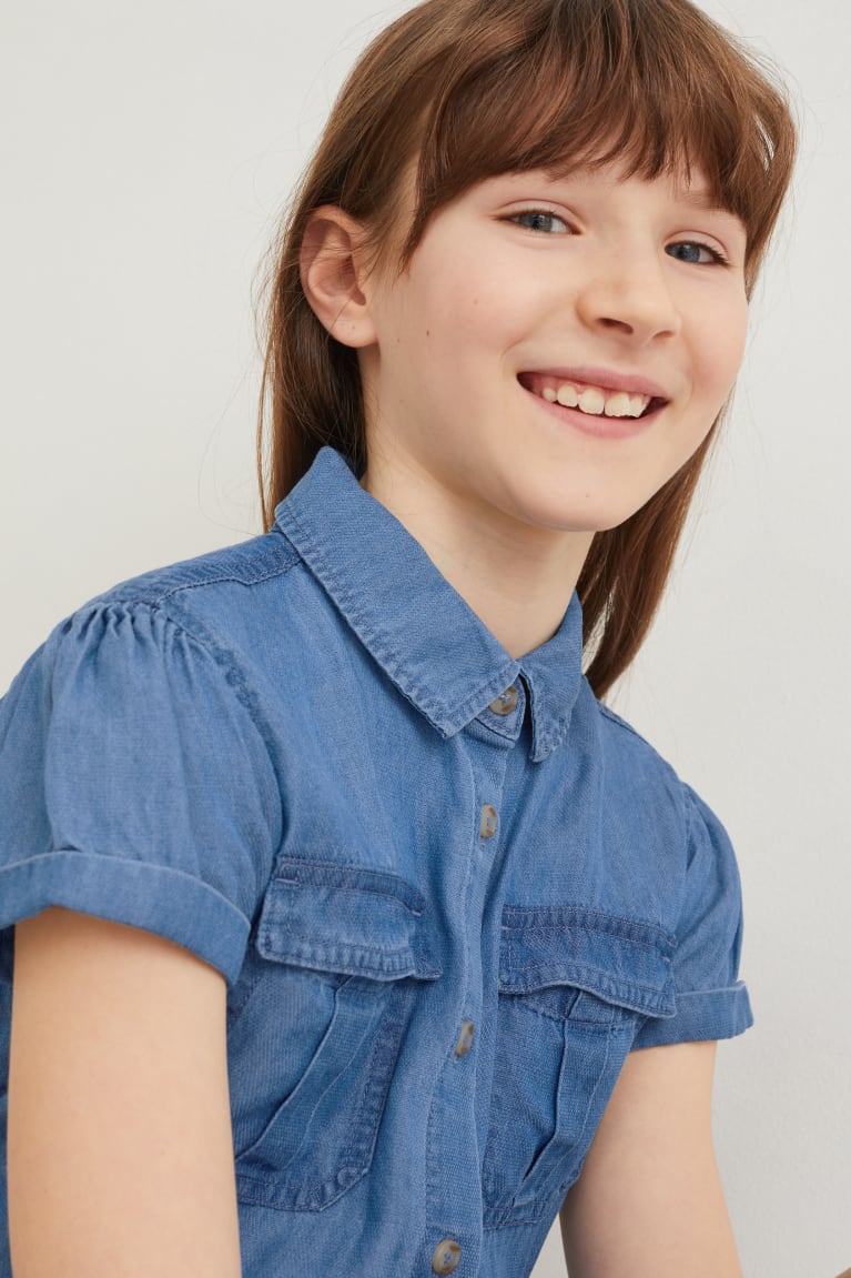 Blue C&A Denim Tencel™ Lyocell Fibres Girls' Jumpsuit | ELVWC-1285