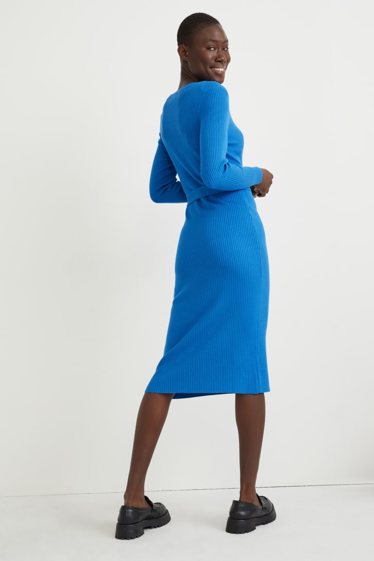 Blue C&A Knitted With Lenzing™ Ecovero™ Women's Dress | BOITP-7805