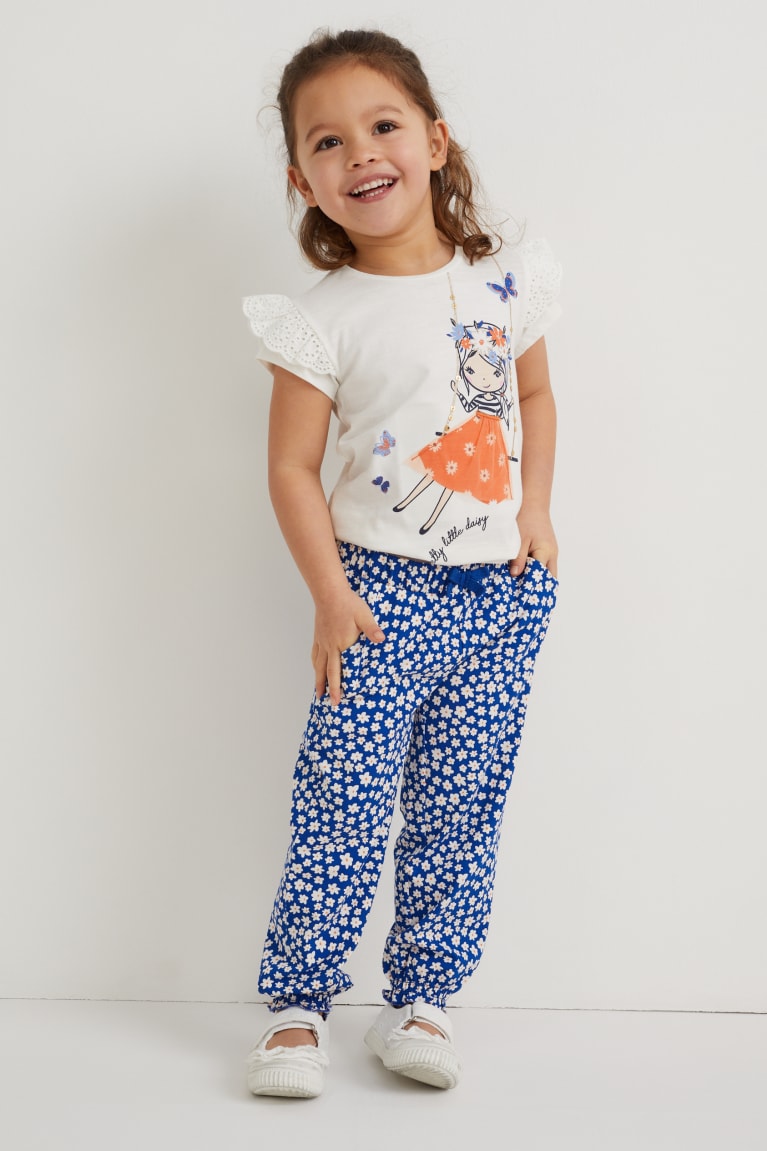 Blue C&A Multipack Of 2 Floral Girls\' Trousers | TNYJU-2068