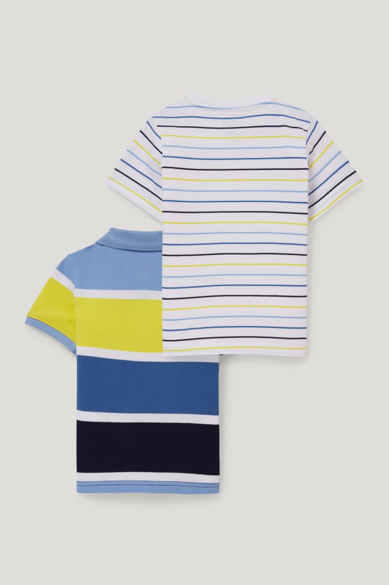 Blue C&A Multipack Of 2 Polo And Sleeve Striped Boys' Shirts | GLKDH-8379