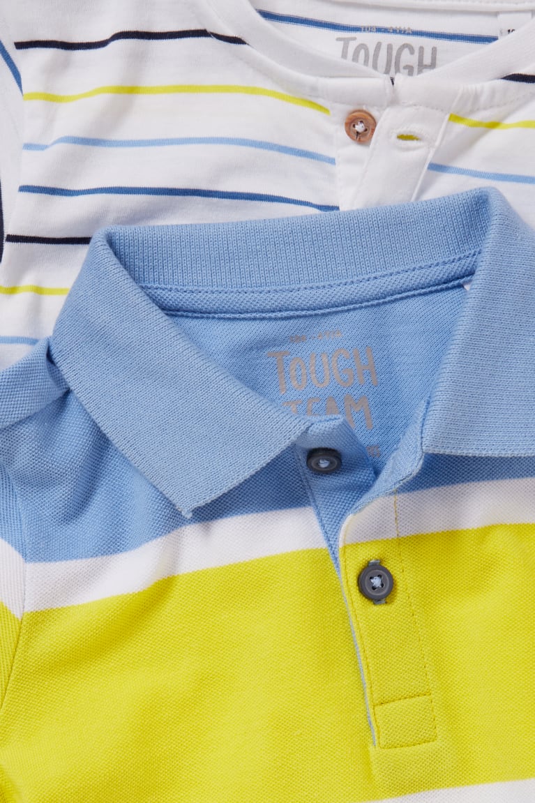 Blue C&A Multipack Of 2 Polo And Sleeve Striped Boys' Shirts | GLKDH-8379