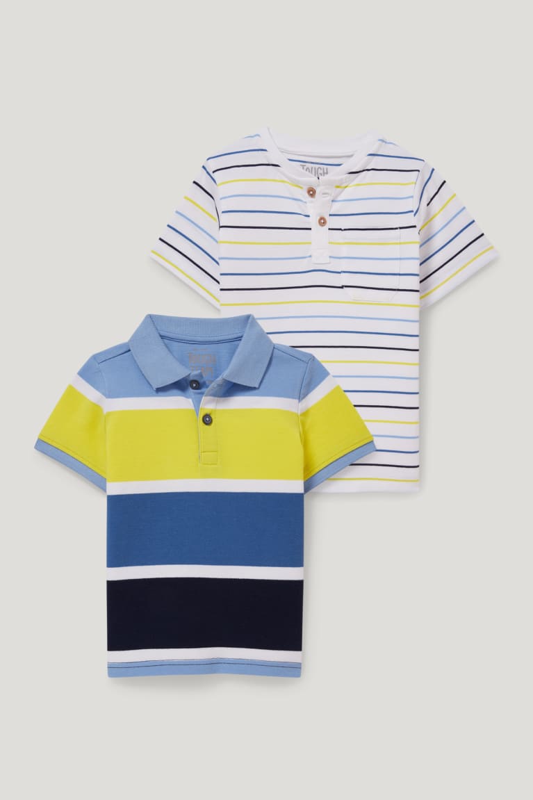 Blue C&A Multipack Of 2 Polo And Sleeve Striped Boys\' Shirts | GLKDH-8379