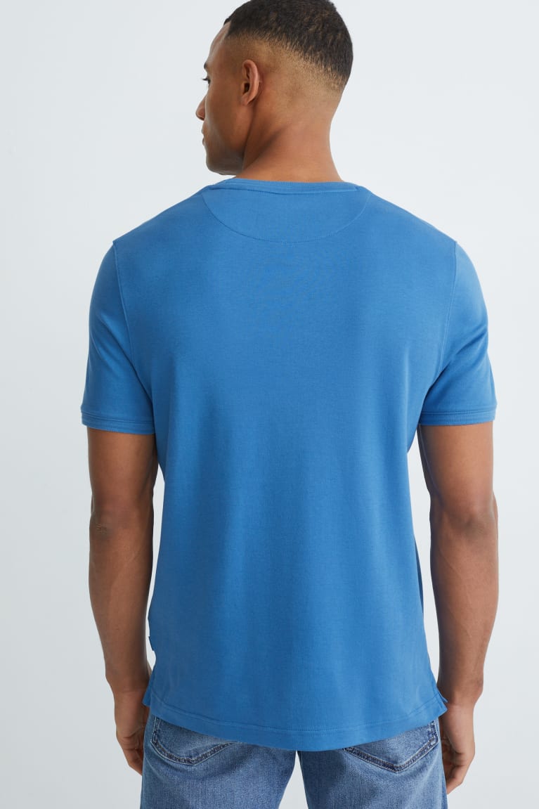 Blue C&A Pima Cotton Men's T-shirts | NRYQX-5497