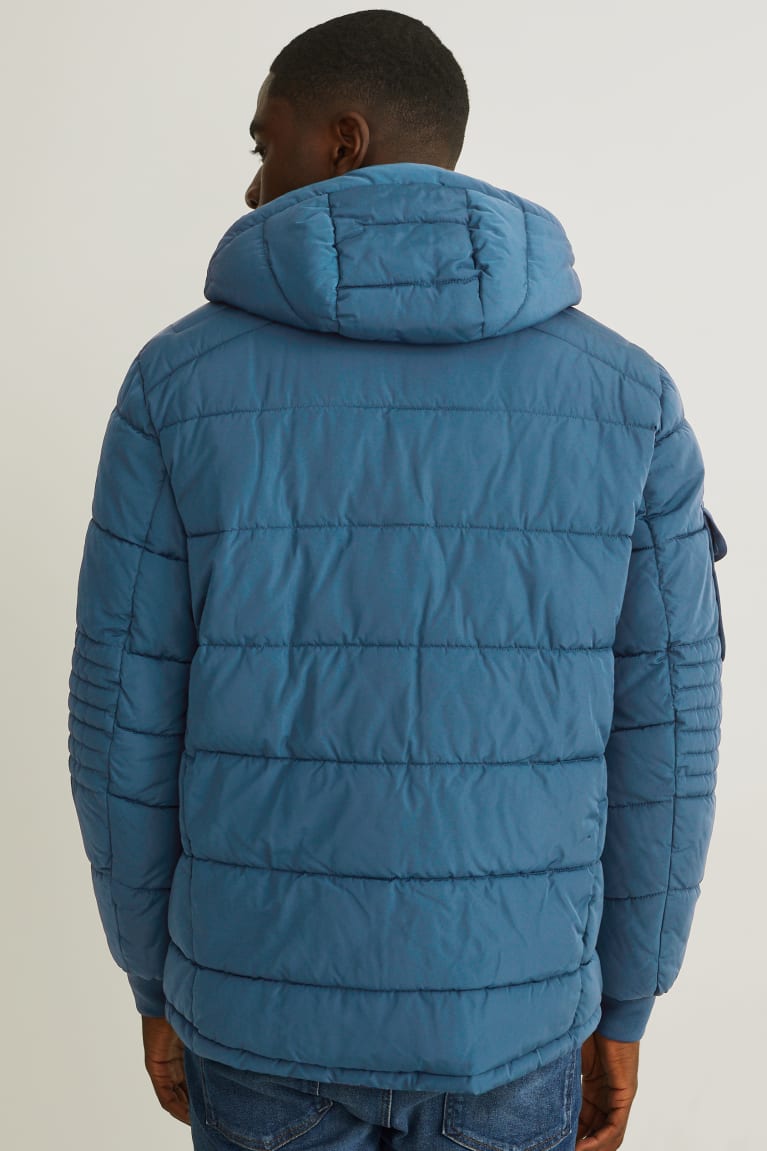 Blue C&A Quilted With Hood Men's Jackets | CTPZR-5487