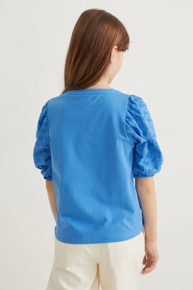 Blue C&A Sleeve Girls' T-shirts | BKUZD-1395