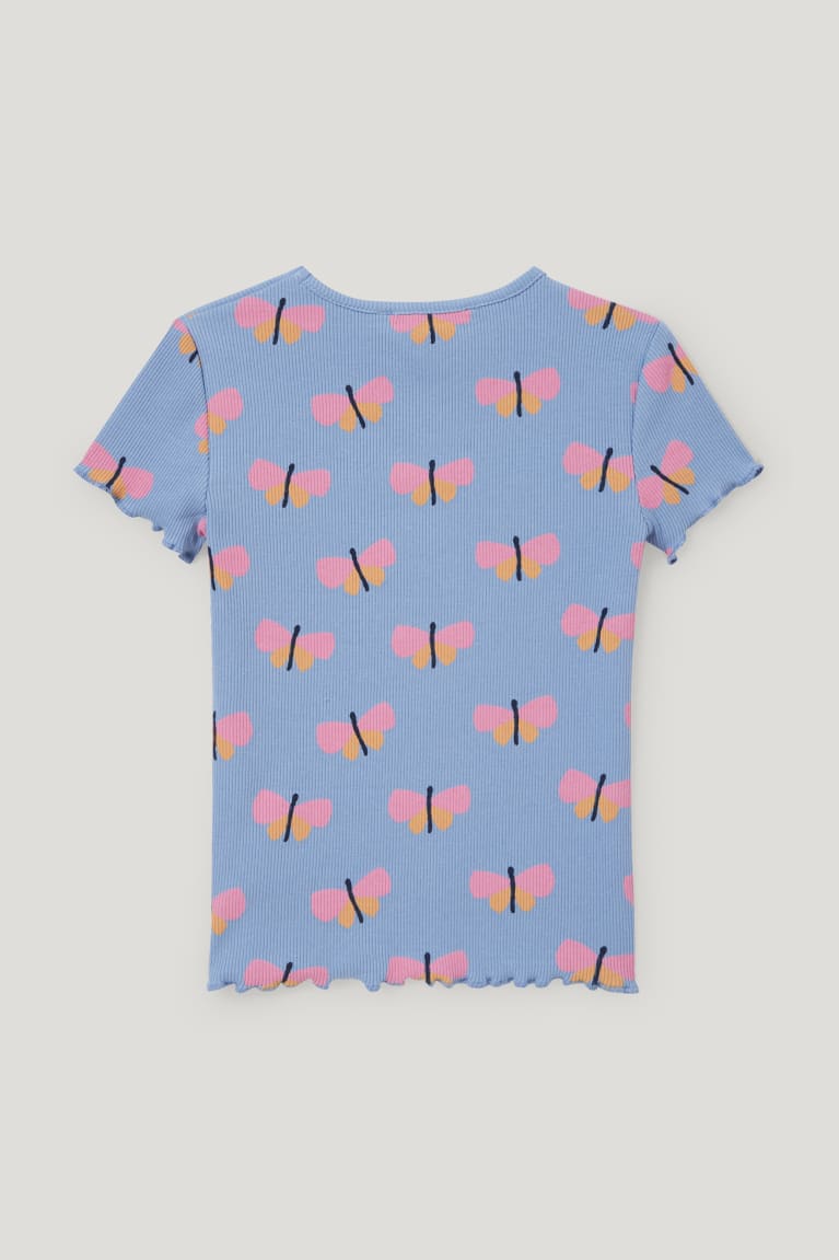 Blue C&A Sleeve With In-conversion Cotton Girls' T-shirts | KTREU-5462