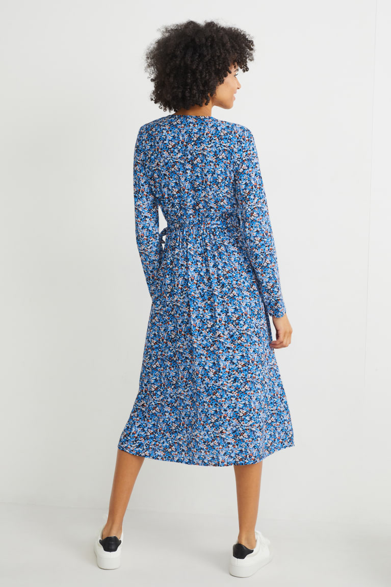 Blue C&A Wrap Lenzing™ Ecovero™ Floral Women's Dress | PIVFY-8394