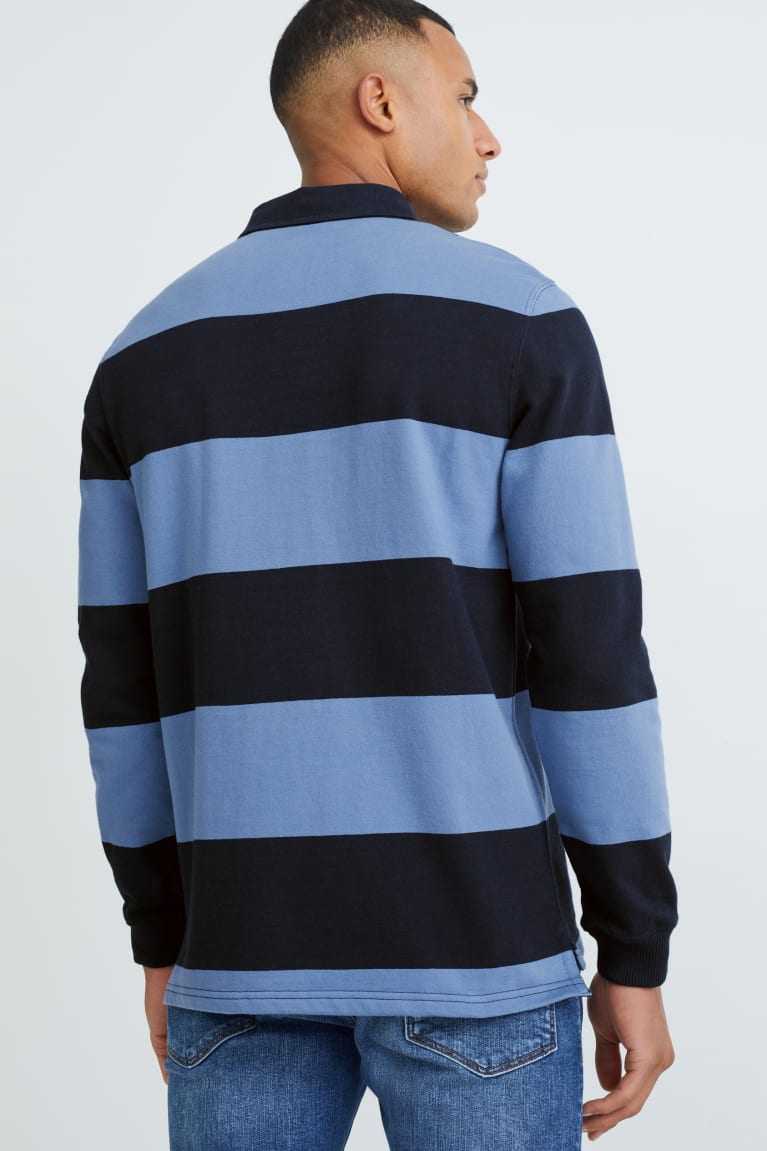 Blue / Dark Blue C&A Polo Striped Men's Shirts | KANXB-8427