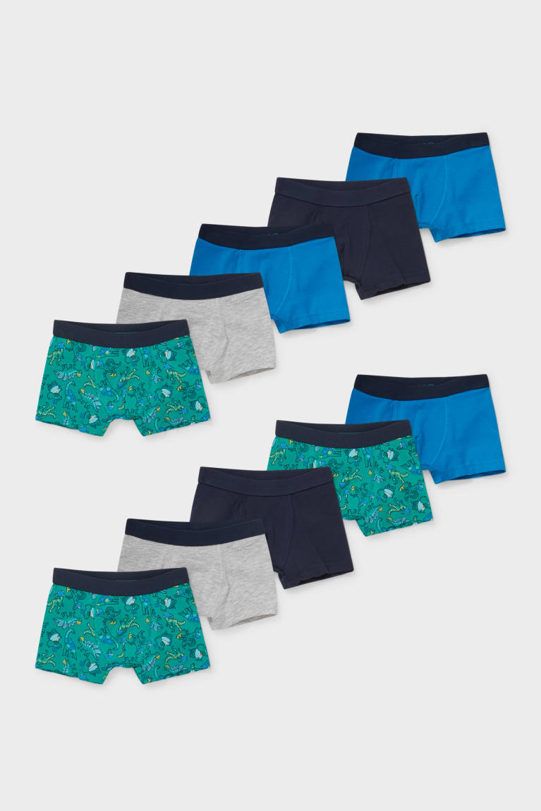 Blue / Dark Green C&A Multipack Of 10 Boxer Organic Cotton Boys\' Underwear | PQFNK-3520