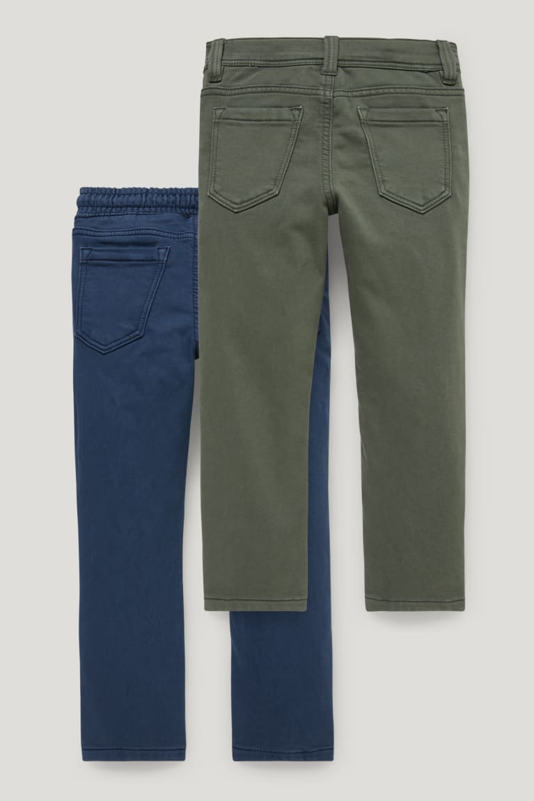 Blue / Dark Green C&A Multipack Of 2 Thermal Slim Fit Boys' Trousers | VQEGW-3587