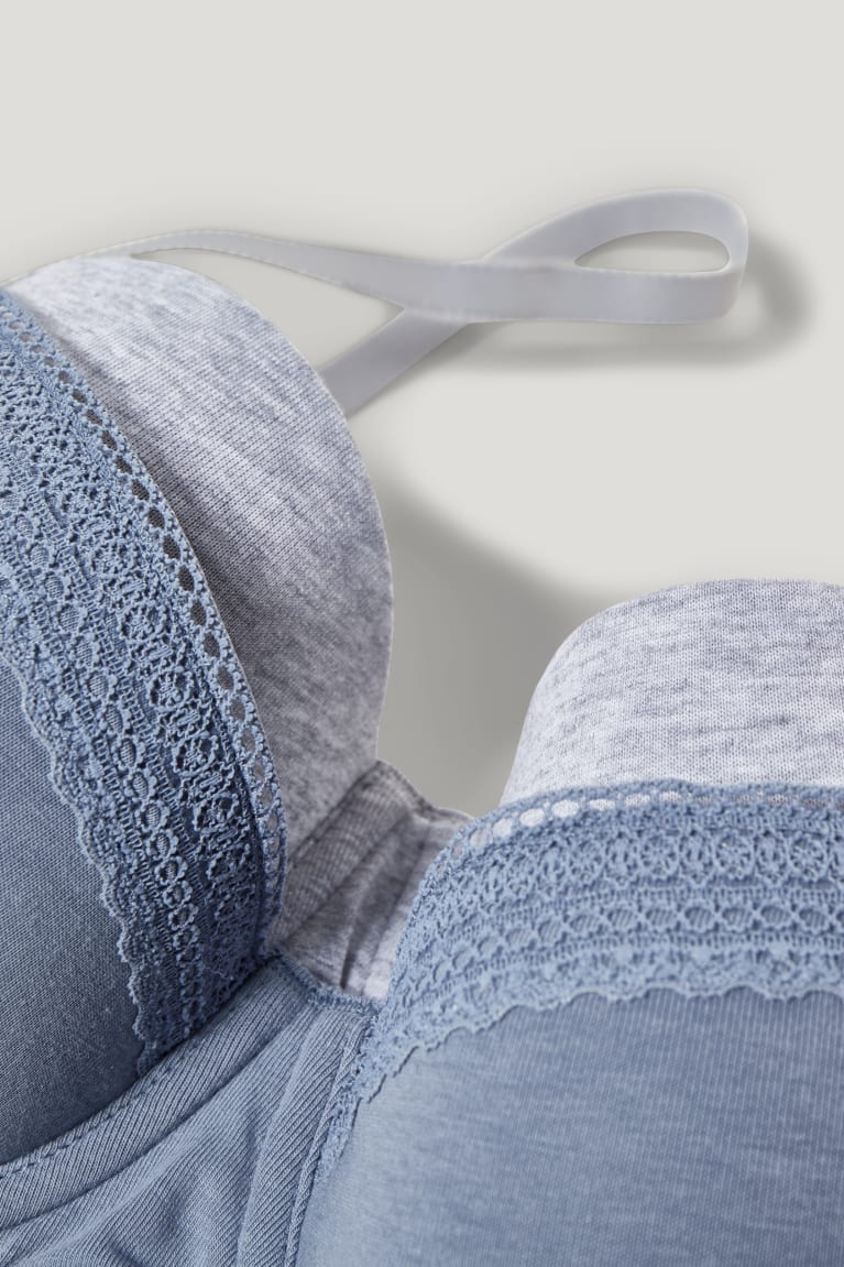 Blue / Gray C&A Multipack Of 2 Underwire Bra Demi Padded Lycra® Women's Underwear | THYRP-5081