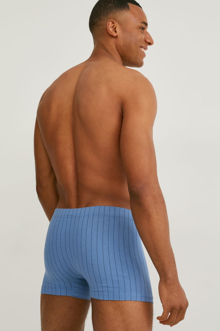 Blue / Light Blue C&A Multipack Of 3 Trunks Organic Cotton Lycra® Striped Men's Underwear | DNIHY-7195