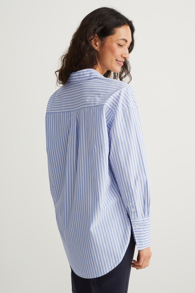 Blue / White C&A Striped Women's Blouses | IWACQ-2647