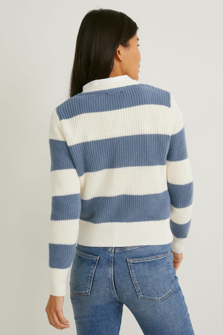 Blue / White C&A Striped Women's Cardigan | FLRSN-2690