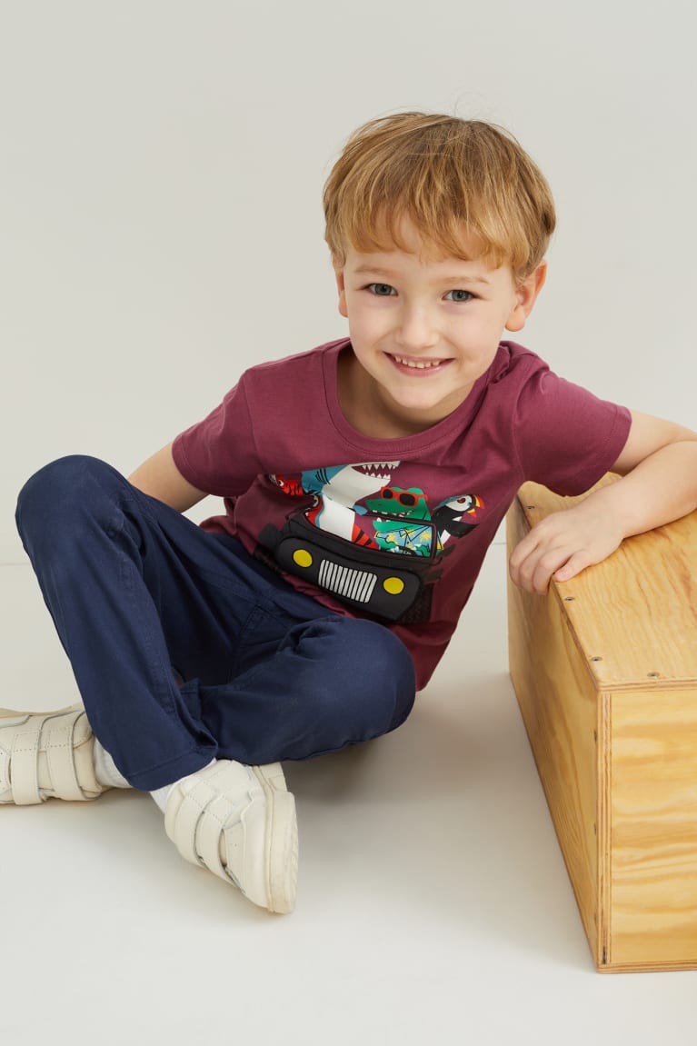 Bordeaux C&A Multipack Of 2 Sleeve With In-conversion Cotton Boys' T-shirts | BCPZY-4382