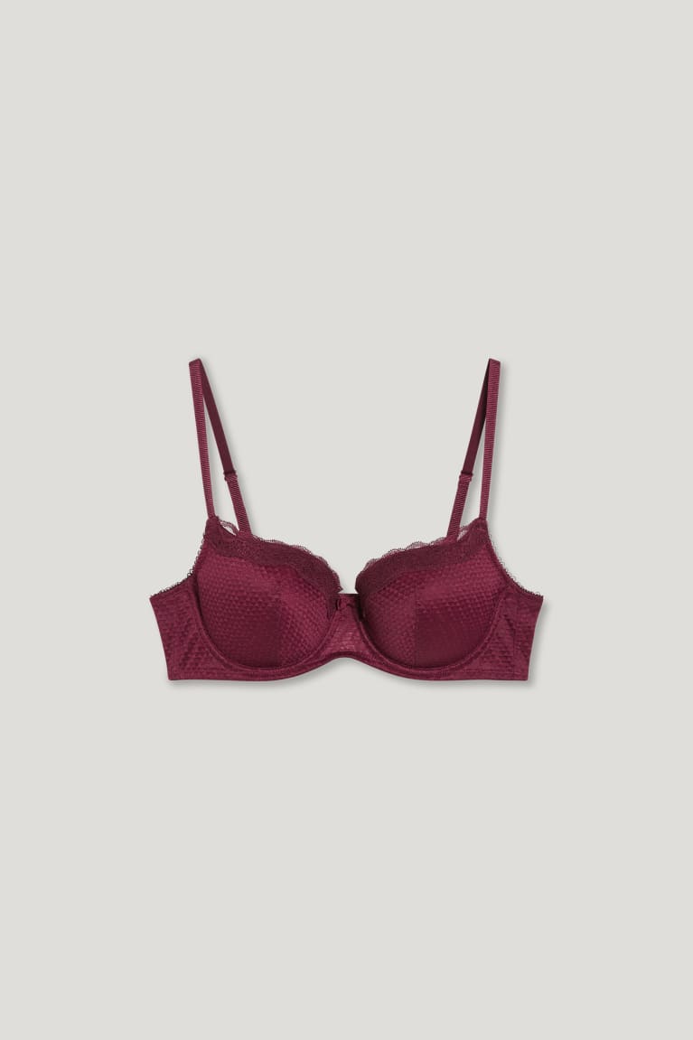 Bordeaux C&A Underwire Bra Full Coverage Padded Women's Underwear | HBQRM-0268