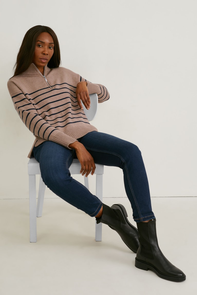 Brown / Blue C&A Striped Women's Jumper | LAIFY-4392