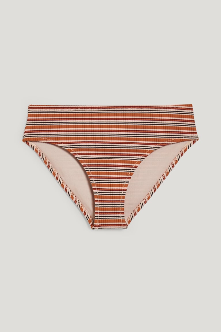 Brown C&A Bikini Bottoms Mid-rise Lycra® Xtra Life™ Striped Women's Swimwear | YUFLP-2519