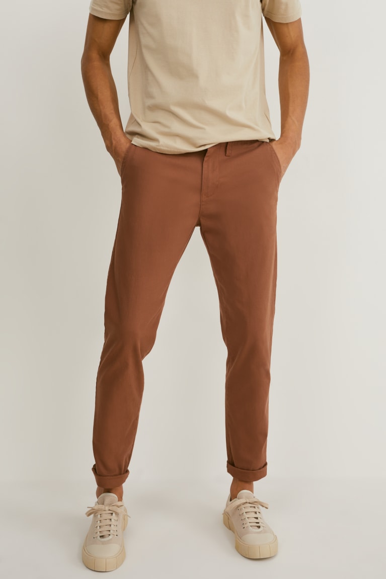 Brown C&A Chinos Slim Fit Lycra® Men's Trousers | SZXOI-6309