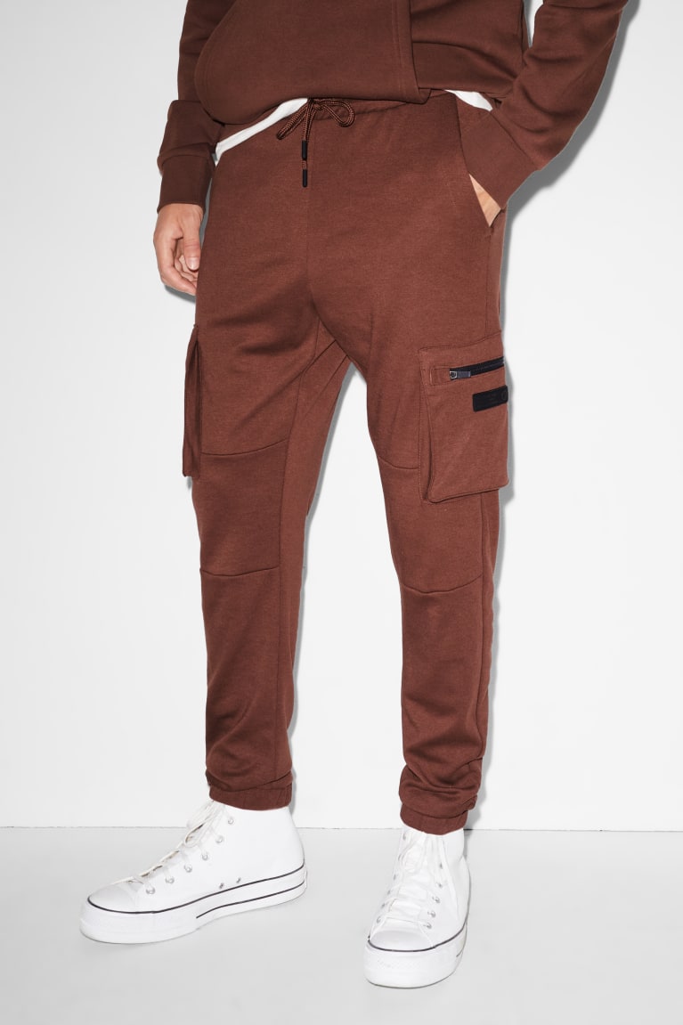 Brown C&A Clockhouse Cargo Joggers Men's Trousers | WJHST-3946