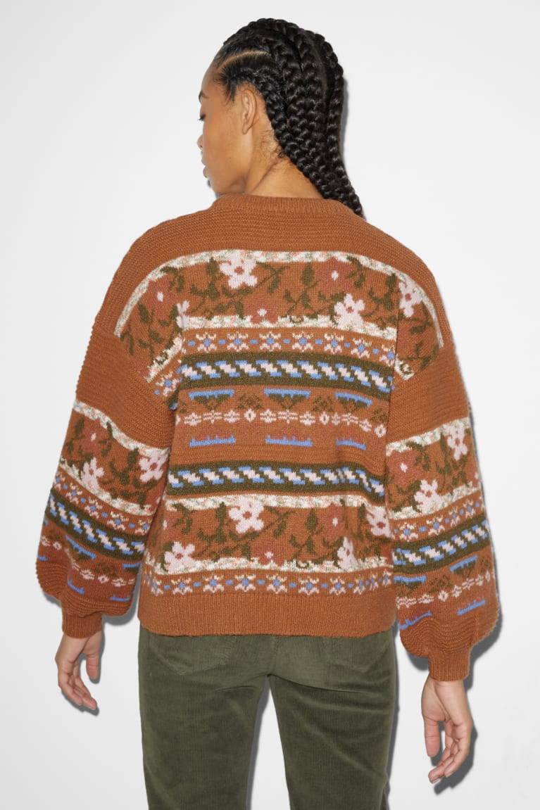 Brown C&A Clockhouse Floral Women's Jumper | IMOPG-6520