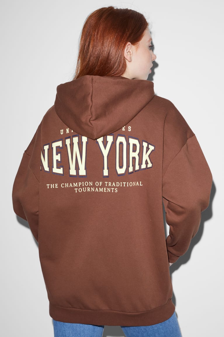 Brown C&A Clockhouse Zip-through With Hood Women's Sweatshirts | JERMB-5398