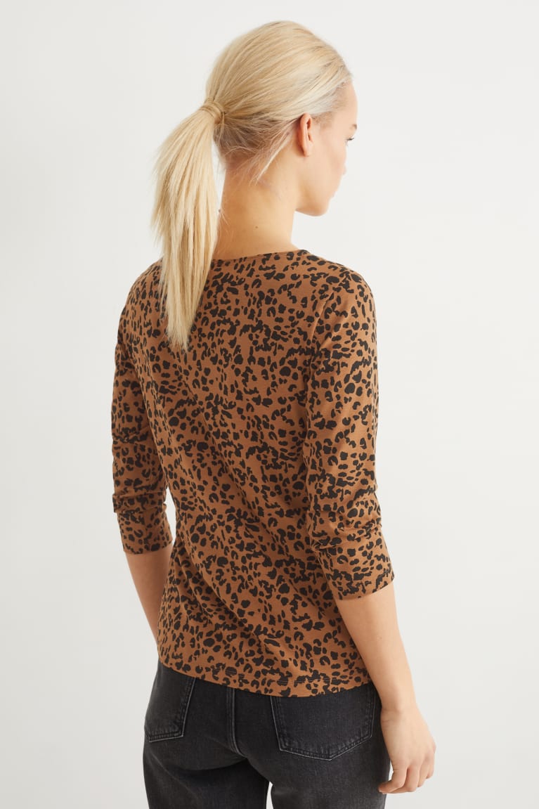 Brown C&A Long Sleeve Patterned Women's Top | BSOEP-3425