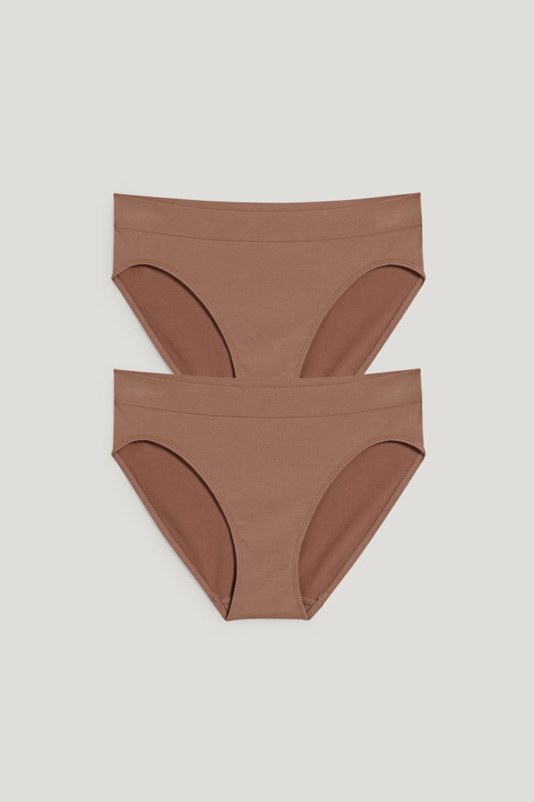 Brown C&A Multipack Of 2 Briefs Seamless Women's Underwear | NRXZE-3289